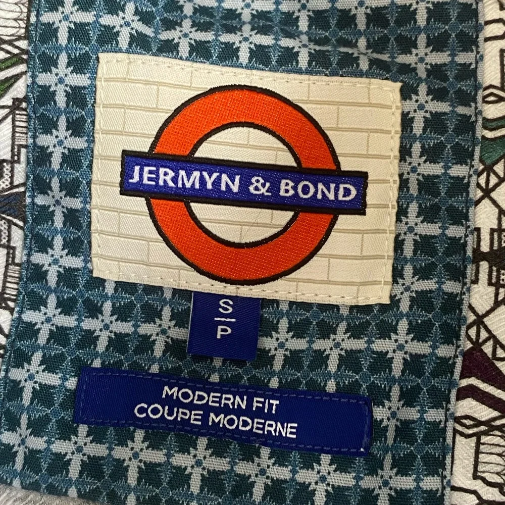 Jermyn & Bond Men's  Geometric modern fit Patterned Button-Up Oxford Shirt Small - Picture 8 of 16